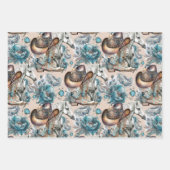 Pferdemädchen türkisfarbenes Muster Geschenkpapier Set (Vorderseite 2)