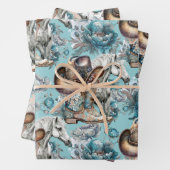 Pferdemädchen türkisfarbenes Muster Geschenkpapier Set (Beispiel)