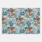 Pferdemädchen türkisfarbenes Muster Geschenkpapier Set (Vorderseite)