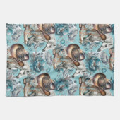 Pferdemädchen türkisfarbenes Muster Geschirrtuch (Horizontal)