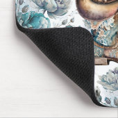 Pferdemädchen türkisfarbenes Muster Mousepad (Ecke)