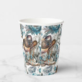 Pferdemädchen türkisfarbenes Muster Pappbecher (Rechts)