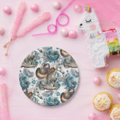 Pferdemädchen türkisfarbenes Muster Pappteller (Party)