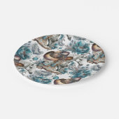 Pferdemädchen türkisfarbenes Muster Pappteller (Schrägansicht)