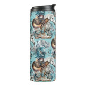 Pferdemädchen türkisfarbenes Muster Thermosbecher (Nach links gedreht)