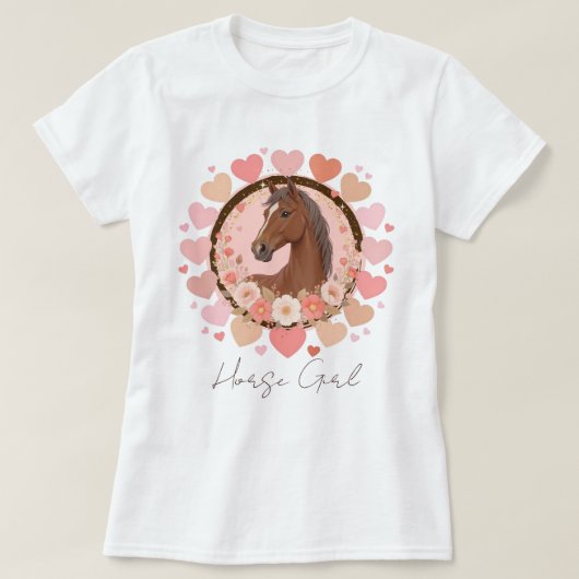Pferdemädchen Valentinstag T-Shirt (Design vorne)