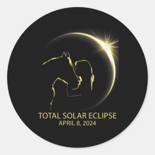 Pferdemagazin Total Solar Eclipse April 08 Runder Aufkleber