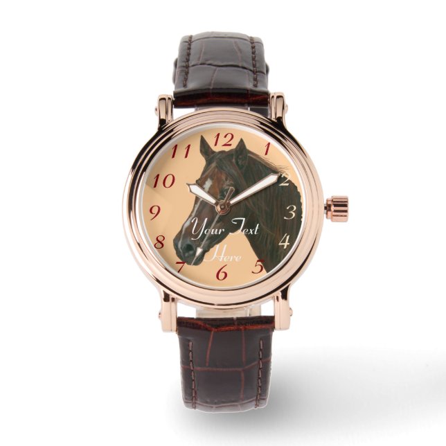 Pferdemalerei Armbanduhr (Vorderseite)