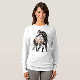 Pferdemalerei Langarm Oberteil T-Shirt
