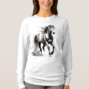 Pferdemalerei Langarm Oberteil T-Shirt