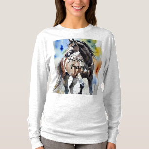 Pferdemalerei Langarm Oberteil T-Shirt
