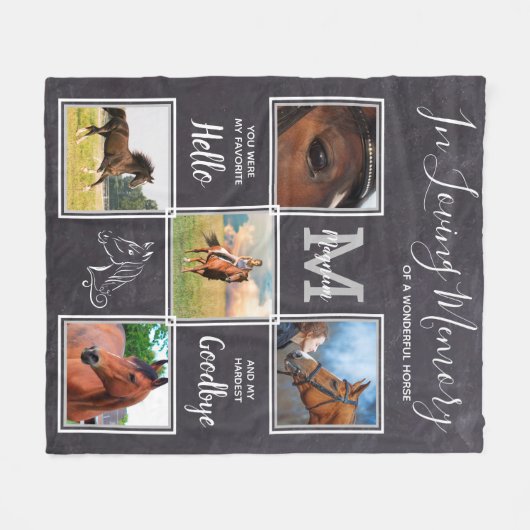PferdeMemorial Personalisiert 5 Pet Loss Fleecedecke (Vorderseite (Horizontal))