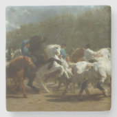 Pferdemesse (von Rosa Bonheur) Steinuntersetzer (Vorderseite)