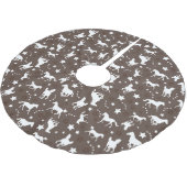 Pferdemuster im braunen Baumrock Polyester Weihnachtsbaumdecke (Schrägansicht)