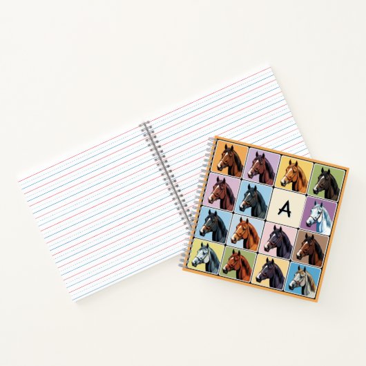 Pferdemuster Pferde Reittiere Mit Monogramm Notizblock (Innenseite)