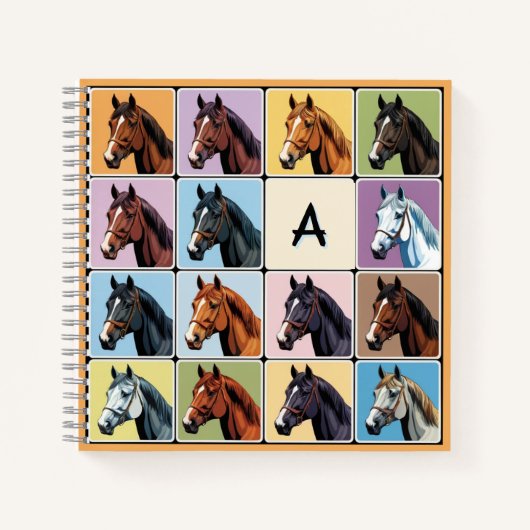 Pferdemuster Pferde Reittiere Mit Monogramm Notizblock (Vorderseite)