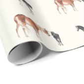 Pferdemuster Reittier Mare Foal Watercolor Geschenkpapier (Rolleneckpunkt)