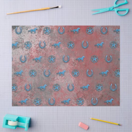 Pferdemuster (Rot, weißes u. Blaue) Seidenpapier (Basteln)