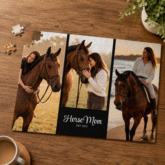 Pferdemutter Etablierte Schrift Schwarz 3 Foto Puzzle