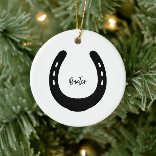 PferdeNAME FOTO Horseshoe Keepake Pet Memorial Keramik Ornament (Baum)