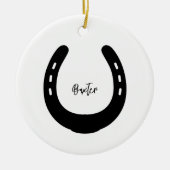 PferdeNAME FOTO Horseshoe Keepake Pet Memorial Keramik Ornament (Vorne)