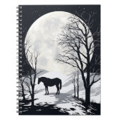 PferdeNotebook | Vollmond mit Silhouette Notizblock (Vorderseite)