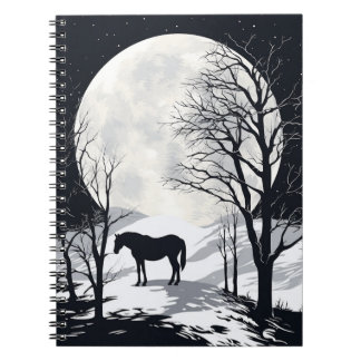 PferdeNotebook | Vollmond mit Silhouette Notizblock