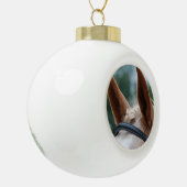 Pferdeohren Keramik Kugel-Ornament (Links)