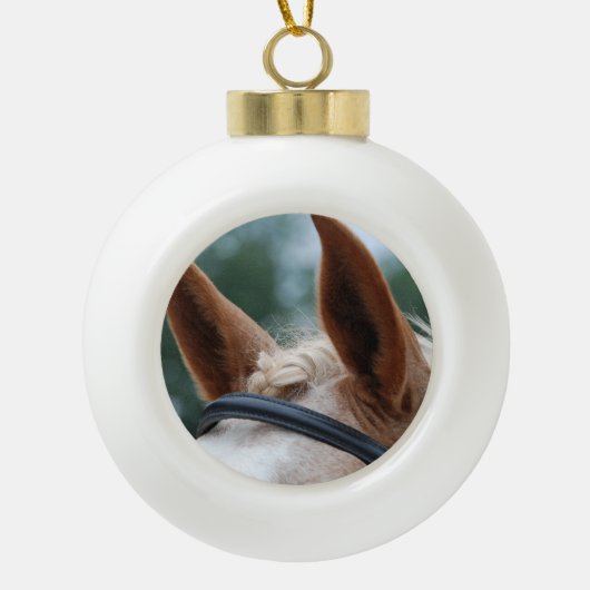 Pferdeohren Keramik Kugel-Ornament (Vorderseite)