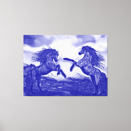 Pferdepaare in blau-weiß V1 Canvas drucken Leinwanddruck