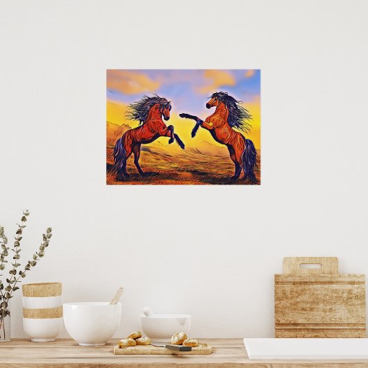 Pferdepaare Poster (Küche)