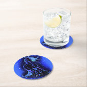 Pferdepapier-Untersetzer in blauer Mondlicht Runder Pappuntersetzer (Vor Ort)