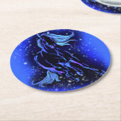 Pferdepapier-Untersetzer in blauer Mondlicht Runder Pappuntersetzer (Angewinkelt)