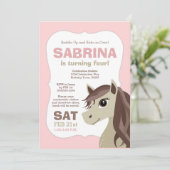 Pferdepferderuecken-Reitgeburtstags-Party Einladung (Stehend Vorderseite)