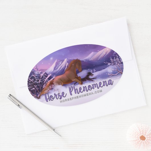 Pferdephänomena Winteraufkleber Ovaler Aufkleber (Umschlag)