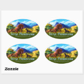 Pferdephänomene Sommeraufkleber Ovaler Aufkleber (Blatt)