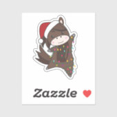 Pferdepony Weihnachten Schnee Winter Tiere Pferde Aufkleber (Blatt)