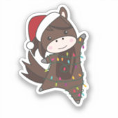 Pferdepony Weihnachten Schnee Winter Tiere Pferde Aufkleber (Vorderseite)