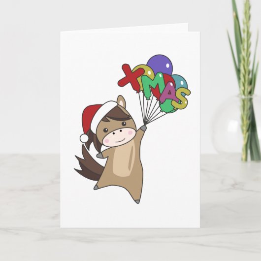Pferdepony Weihnachtsschnee Wintertiere Pferde Karte (Vorderseite)