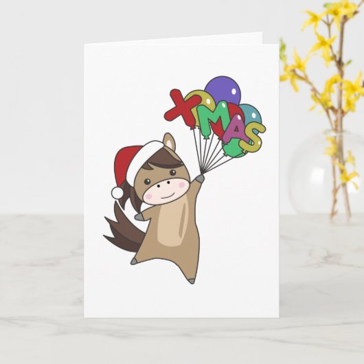 Pferdepony Weihnachtsschnee Wintertiere Pferde Karte (Gelbe Blume)