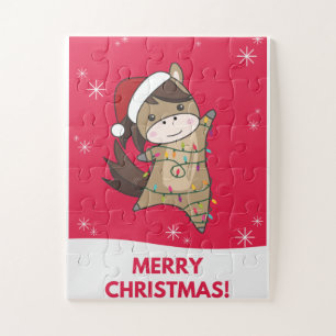 Pferdepony Weihnachtsschnee Wintertiere Pferde Puzzle