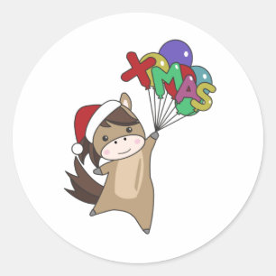 Pferdepony Weihnachtsschnee Wintertiere Pferde Runder Aufkleber