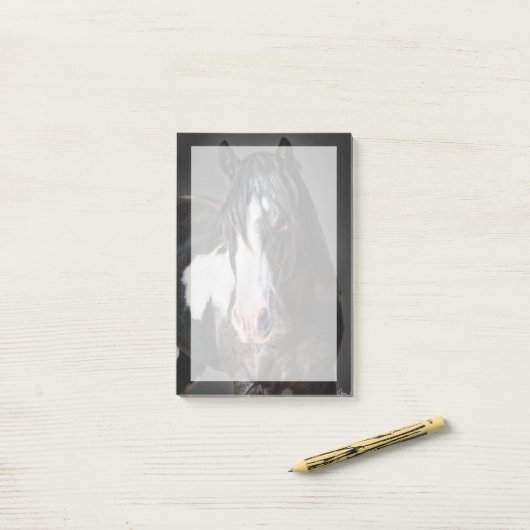 Pferdeportrait II Post-it Klebezettel (Auf Schreibtisch)