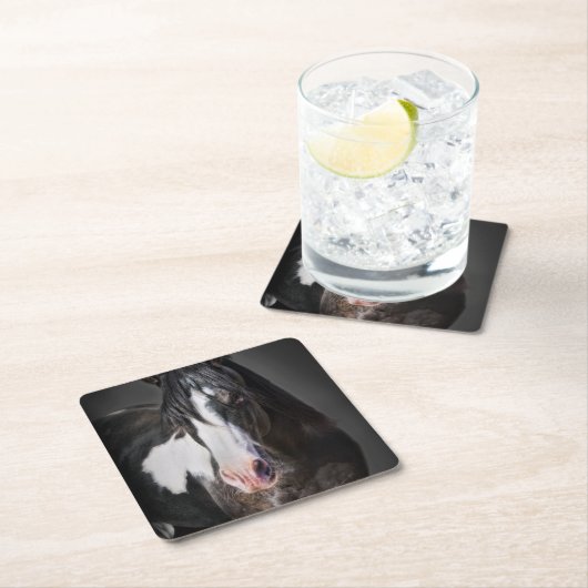 Pferdeportrait II Rechteckiger Pappuntersetzer (Vor Ort)