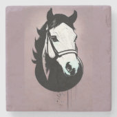 Pferdeportrait in Mauve Steinuntersetzer (Vorderseite)
