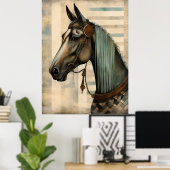Pferdeportrait mit Verzierter Brille Poster (Heimbüro)