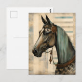 Pferdeportrait mit Verzierter Brille Postkarte (Vorne/Hinten)