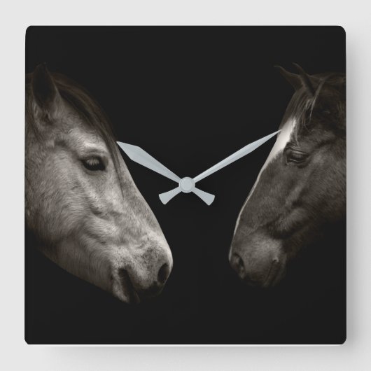 Pferdeportrait Quadratische Wanduhr (Vorderseite)