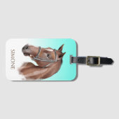 Pferdeportrait Türkis-Reitpferd-Brauch Gepäckanhänger (Vorderseite (Horizontal))