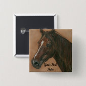 Pferdeporträt des kastanienbraunen Pferdes Button (Vorne & Hinten)